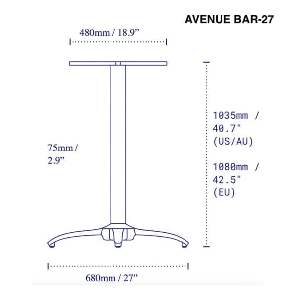 Avenue Bar-27 Table Base by NOROCK