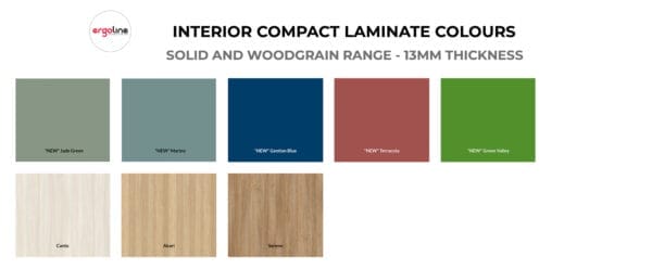 Interior Compact Laminate Colours - Solid & Woodgrain