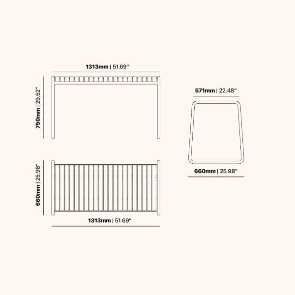 Brighton Bench Set Dimensions